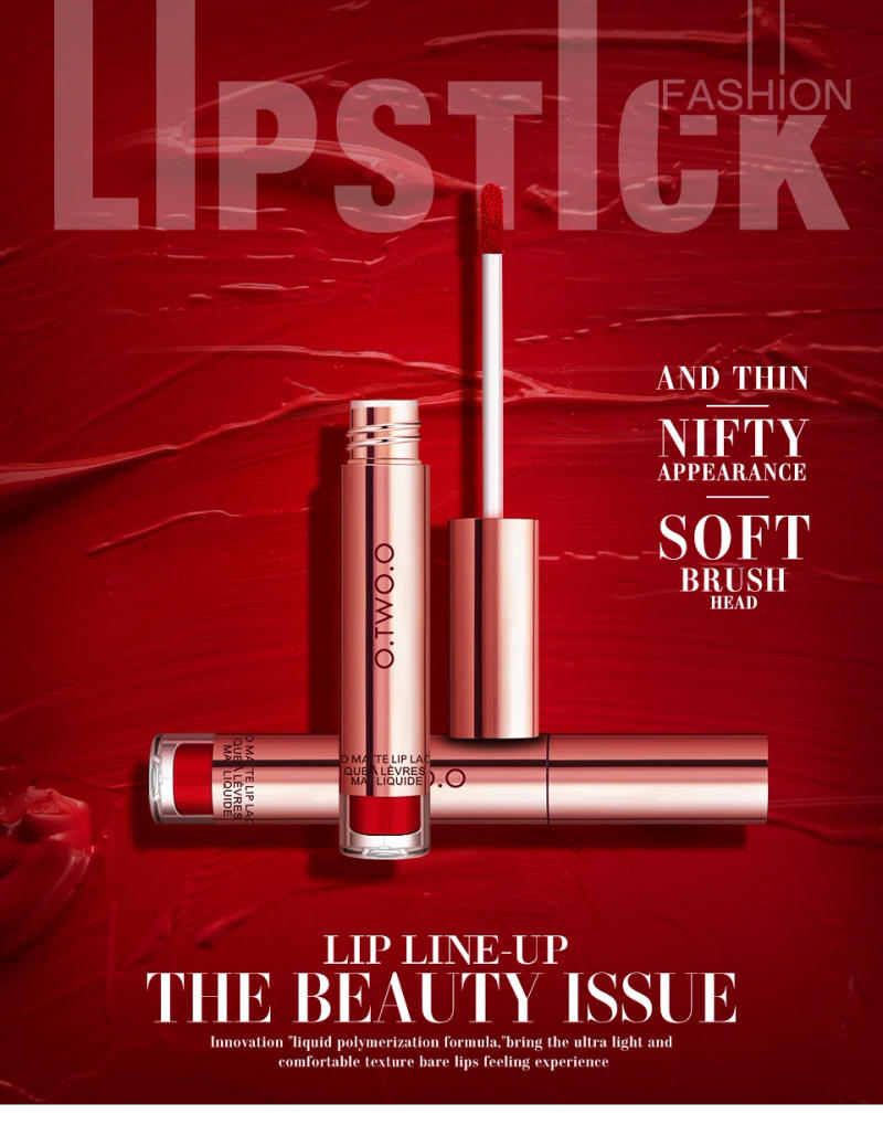 Description Picture 2 of itemO.TWO.O Matte Liquid Lipstick Velvet Lip Gloss Lip Tint Cream Pigment Waterproof Long Lasting 12 Colors Make-up For Women