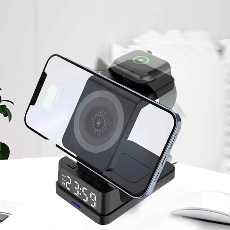 Description Picture 3 of itemThe new 15W 3-in-1 magnetic wireless Apple Watch AirPods LED digital alarm charging stand is suitable for iPhone15 14 13 12