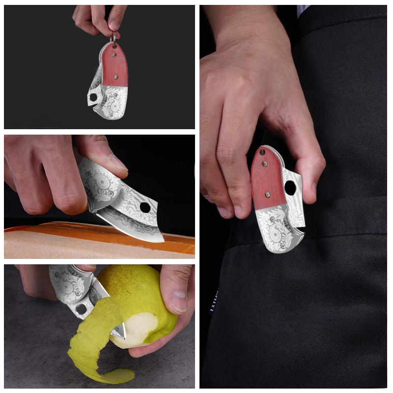 Description Picture 5 of itemBAKULI Damas pattern folding knife, fruit knife, mini portable knife, outdoor cutting knife, high hardness sharp knife