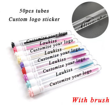 Customized Logo 50/100pcs Eyebrow Brush Tube Reusable Eyelash Brush Tube Dust-Proof Mascara Sticks Applicators Makeup Brush