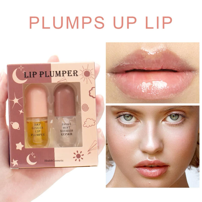 Description Picture 2 of itemDay Night Volume Lip Plumper Oil Clear Lasting Nourishing Repairing Reduce Lip Fine Line Care Lip Oil Cosmetic 10g