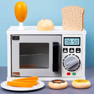Wooden Children Microwave Oven kitchen Baking Parent-child Interactive Toys
