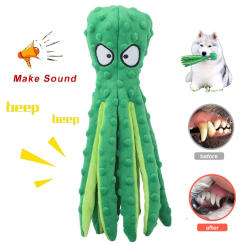Anti-Bite Teeth Cleaning Chew Toys Interactive Puzzles Dog Supplies Squeaky Pet Plush Toys Octopus Voice