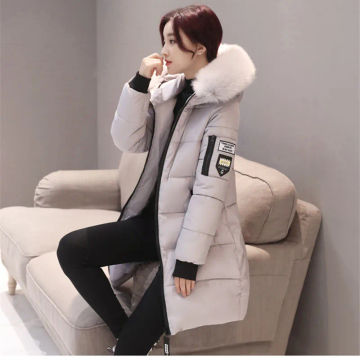 Korean Fashion Hooded Warm Fur Collar Cotton Parkas Winter Letter Printing Streetwear Long Coats New Casual Oversize 3xl Outwear