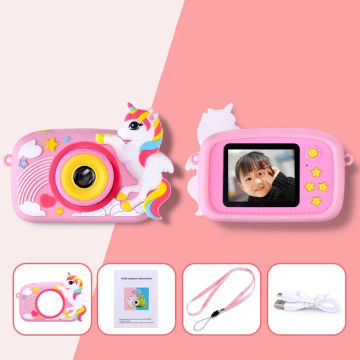 Pink Cartoon Digital Camera Dinosaur Animal Shark Unicorn Mini Children Cameras Toy Photo Video Play Games Kids Christmas Gift