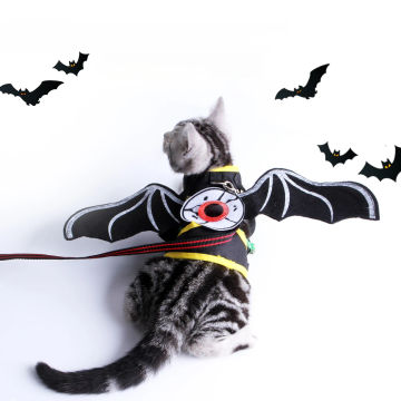Cat Halloween Cat Costume Bat Wings Eyes Pet Harness Leash for Small Dog Funny Cat Cosplay Prop Christmas Costume