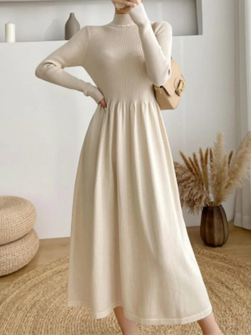 Description Picture 6 of itemWomen's Autumn Winter Sweater Dress Fashion Elegant High Collar Pullover Knitted Korean Version Commuting Women's Clothing