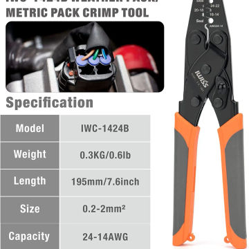 IWISS IWC-1424AN Deutsch Stamped Contacts Crimping Plier,DT Series Crimp Tool for Size 16 Contacts,Automotive Aftermarket Tool