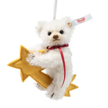 Teddy Bear on Shooting Star Ornament, 4 Inches, EAN 007248