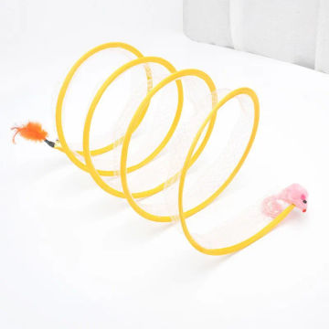 Folded Cat Tunnel S Type Cats Tunnel Spring Toy Mouse Tunnel With Balls And Crinkle Cat Outdoor Cat Toys For Kitten Interactive