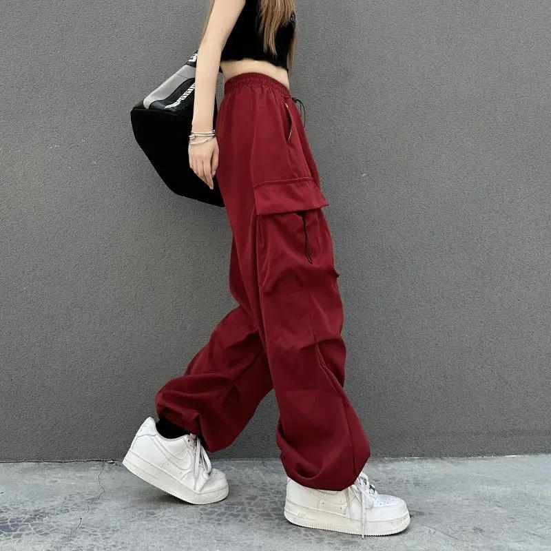 Description Picture 5 of itemY2K Women Streetwear Cargo Pants Korean Harajuku Casual Solid Baggy Straight Trousers Fashion Wide Leg Pockets Joggers Trousers