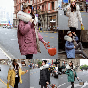 Women Winter Windproof Bread Style Loose Thicken Zip Pocket Hood Jacket Coat