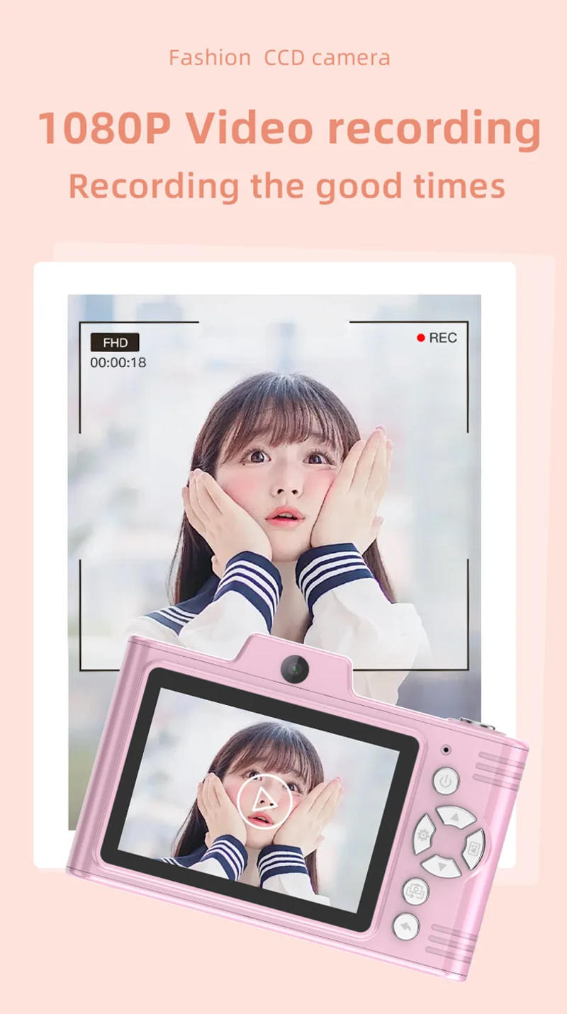 Description Picture 6 of item2023 Retro Student Camera HD Dual Camera CCD Camera 2.8 Inch Eye Protection Convenient Digital Camera Student Birthday Gift