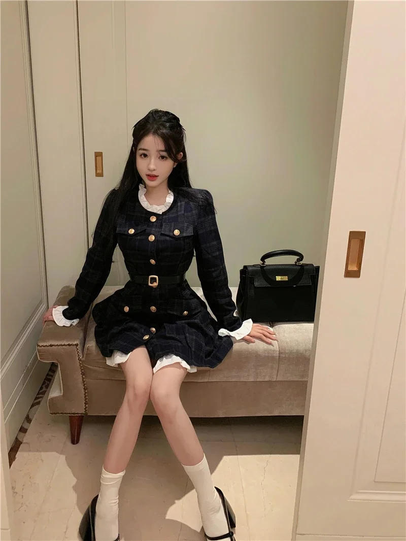 Description Picture 3 of itemFrench Vintage Autumn Women Korean Fashion Elegant Party Mini Dress Female Long Sleeve Sweet One-piece Dress 2023 New