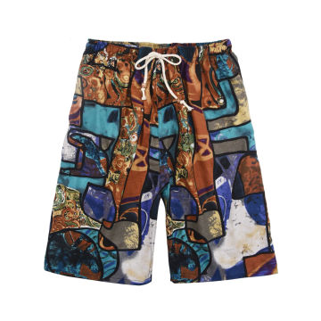 Men's beach shorts personality printing 2020 summer thin section breathable comfort casual men's linen shorts large size 5XL