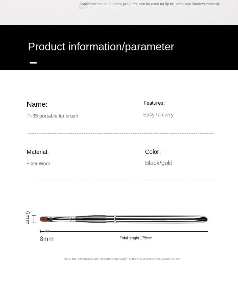 Description Picture 4 of itemPortable Silver Lips Makeup Brush Pen Metal Handle Cosmetic Lipgloss Lipstick Lip Gloss Brush With Protect Cap  Makeup Brushes