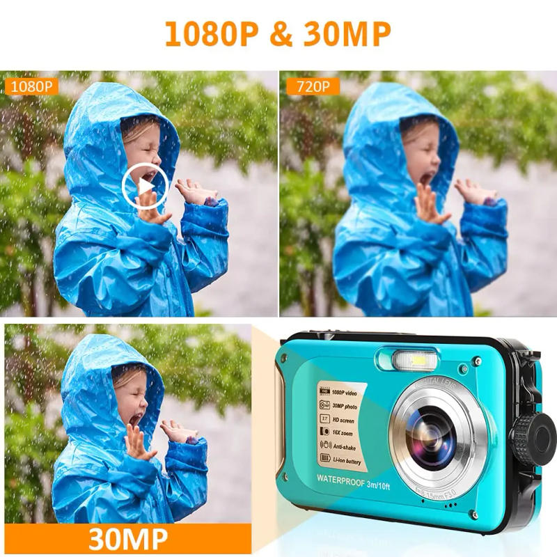 Description Picture 2 of itemWaterproof Camera Shockproof For Swimming Underwater Digital Camera 1080P HD Dual Screen Video Camcorder Sport Digital Camera