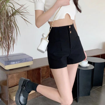 Casual Slim Suit Shorts for Girls New Korean Fashion Outwear High Waist A-line Versatile Backing Boots