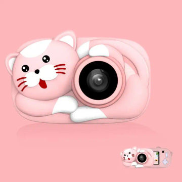 Kids Camera Digital Dual Lens HD 1080P 2.4Inch Screen Video Camera Kids Toys Cute Cat Dog Design Child Camera Gift