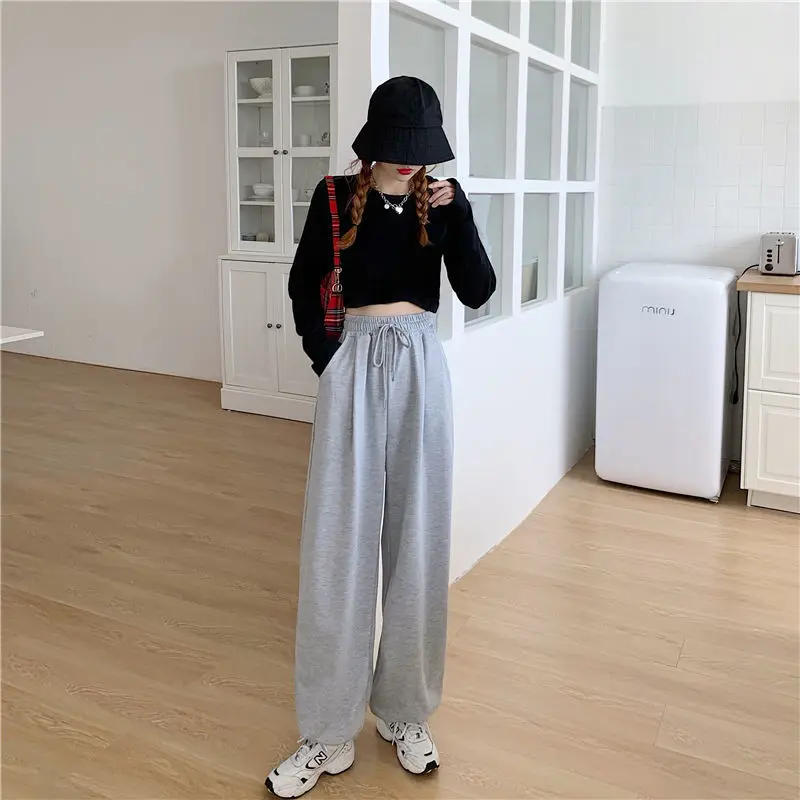 Description Picture 3 of itemGray Sweatpants for Women 2022 Autumn New Baggy Fashion Oversize Sports Pants Balck Trousers Female Joggers Streetwear