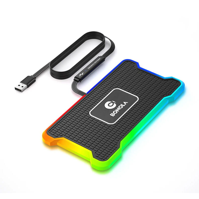 Description Picture 2 of itemBonola Silicone Car Wireless Charger Non-slip Pad with LED Light Compatible for Tesla/VW/Toyota Universal Car Chargers Holder