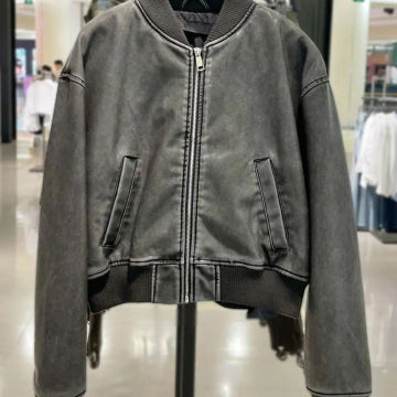 2023 Autumn Women Pocket Pilot Leather Jacket Coats Fashion Zipper Vintage Long Sleeve  CausaStreet Outerwears Loose Tops