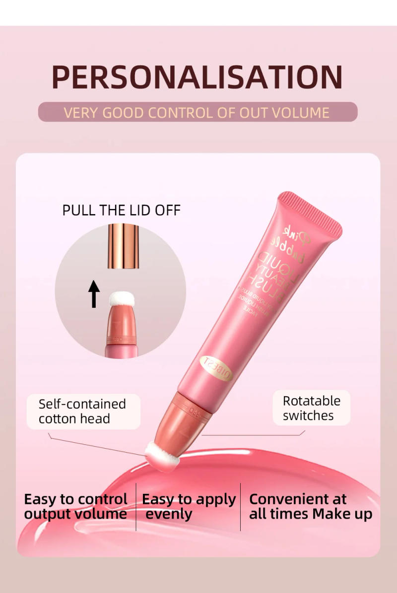 Description Picture 4 of itemMoisturizing Liquid Blush Cream Facial Rouge Matte Highlight Contour Face Eyes Cheek Blusher Natural Lasting Brighten Skin Tone