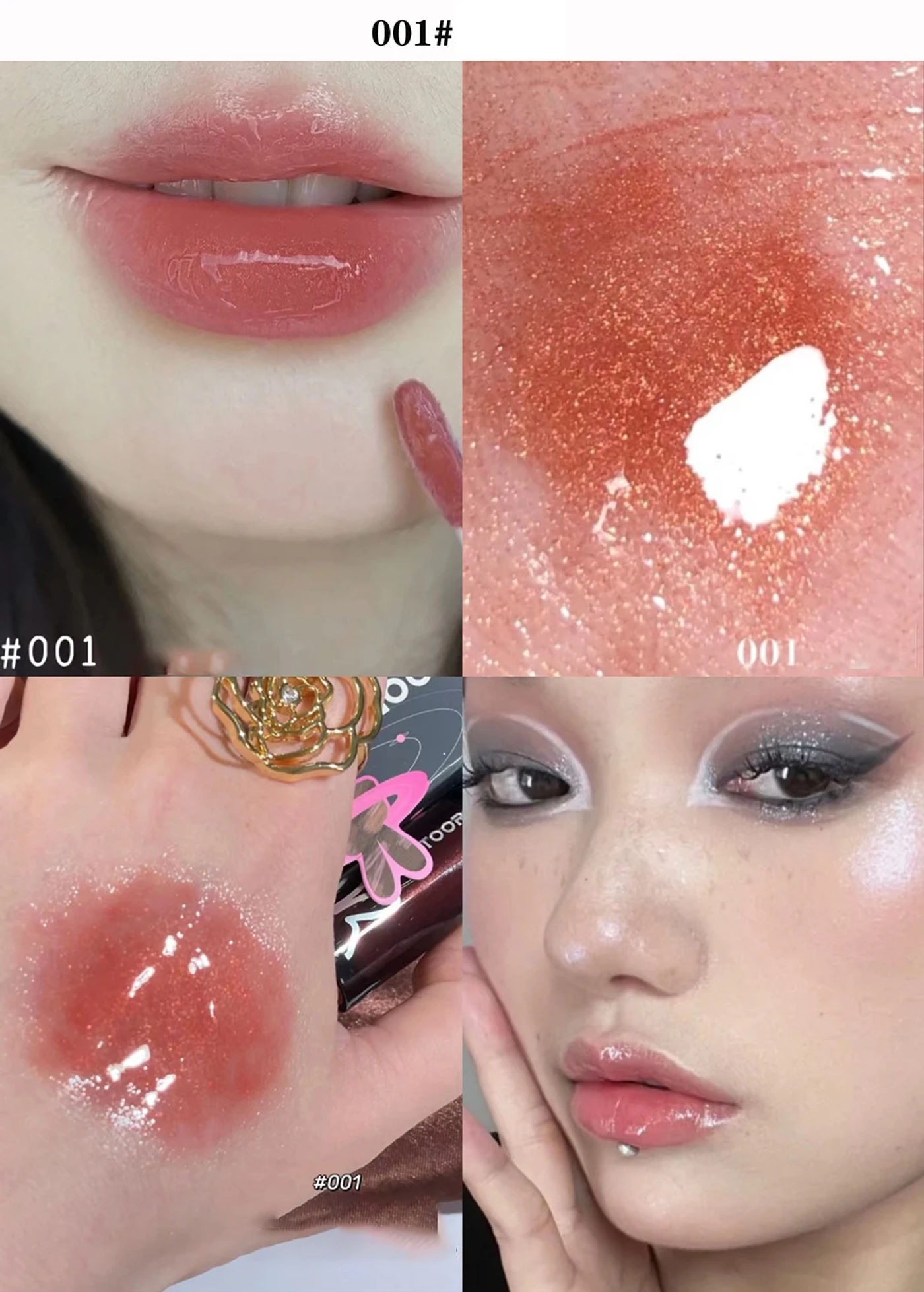 Description Picture 4 of itemFine Glitter Glass Lip Gloss Mirror Diamond Shimmer Liquid Lipstick Waterproof Pearl Jelly Transparent Lip Glaze Tint Make Up
