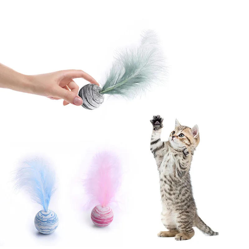 Description Picture 4 of itemCat Toys interactive Ball Feather Funny Star Ball Plus Feather Foam Ball Throwing Toys Plush Toys Pet Supplies katten toy