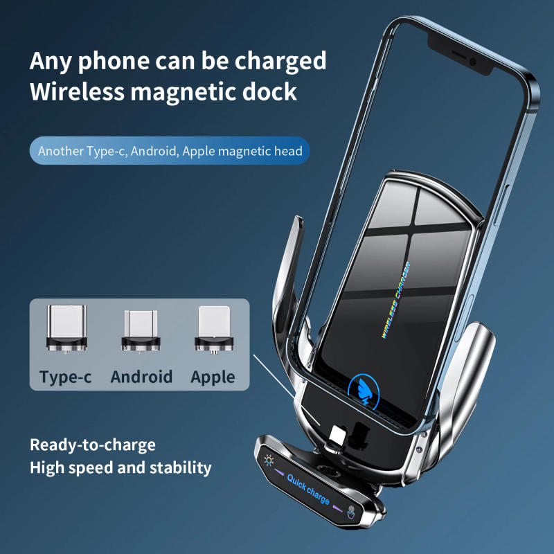 Description Picture 3 of itemAutomatic 15W Fast  Car Wireless Charger for iPhone 14 13 Pro Max Samsung Xiaomi Magnetic USB Fast Charging Phone Holder Mount