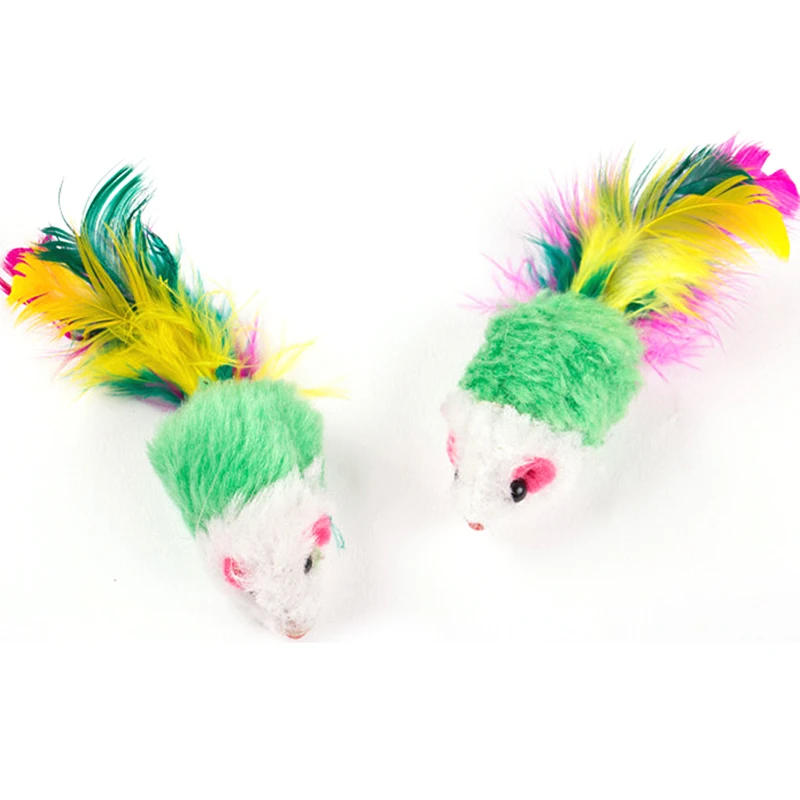 Description Picture 5 of item10Pcs/Pack Cat Toys False Mouse Pet Cat Toys Mini Funny Playing Toys For Cats with Colorful Feather Plush Mini Mouse Toys