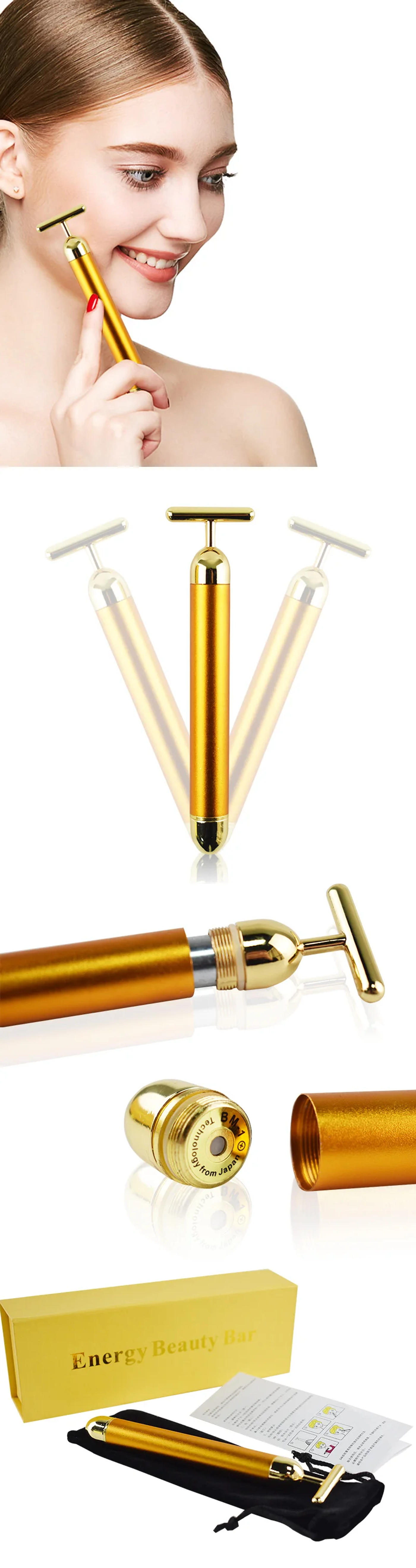 Description Picture 5 of itemSlimming Face 24k Gold Colour Vibration Facial Beauty Bar Stick Lift Skin Tightening Wrinkle Bar Electric Stick Massage