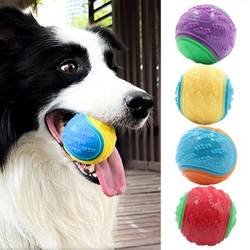 Dog Squeak Ball Bite Resistant Bouncy Release Energy Teeth Cleaning Play Dog Toy Large Medium Sized Dogs Pet Ball Toy Outdoor