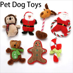 Xmas Pet Dog Plush Noise Chewing Toy Santa Elk Gingerbread Man Donut Cat Dog Christmas Series Cartoon Dog Toy Plush Squeak Toy