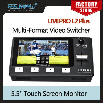 Feelworld LIVEPRO L2 Plus Multi-Camera Video Switcher Live Streaming PTZ Camera Control Green screen cutout 5.5