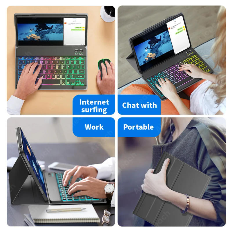 Description Picture 4 of itemFunda For Xiaomi Pad 5 Case Keyboard Cover For Xiaomi Mi Pad 5 Pro Case 2021 Russian Spanish French Rainbow Bluetooth Keyboard