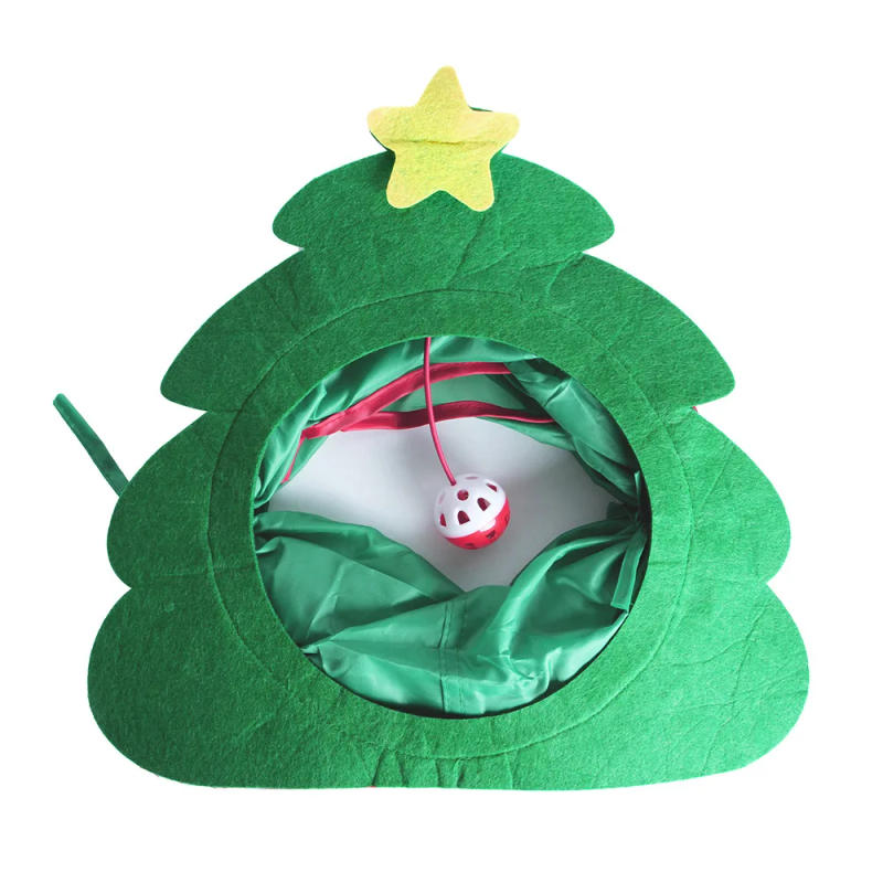 Description Picture 4 of itemFolding Cat Tunnel Christmas Tree Tunnel Tube Pet Toys Christmas Cat Tunnel with Balls for Cat Training & Exercise Indoor Toy