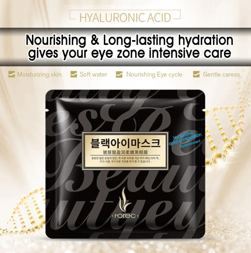 Description Picture 2 of itemROREC 10pcs Hyaluronic Acid Moisturizing Eye Mask Anti-Wrinkle Anti Aging Remove Black Eye Face Care Black Masks