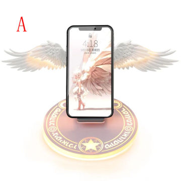 Wireless Charger Creative Angel Wings QI 10W Phone Fast Charge Movable Wing Shape with Breathing Light and Music Function Gift