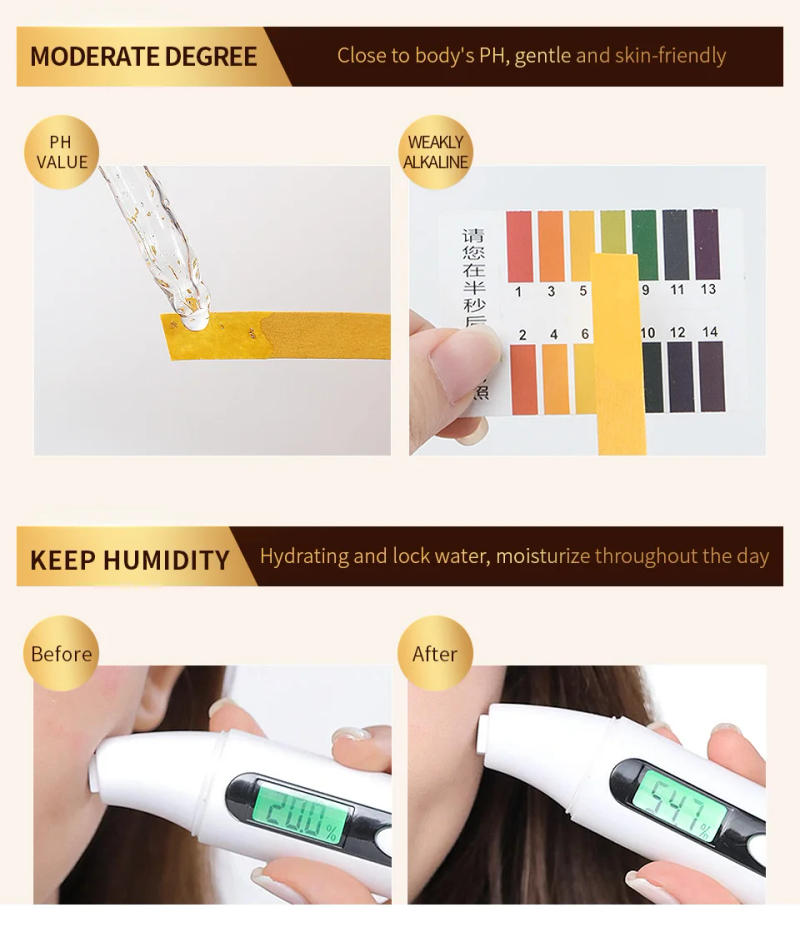 Description Picture 3 of itemLAIKOU 24K Gold Snail Face Serum Anti-Aging Hyaluronic Acid Whitening Essence Nicotinamide Moisturizing Brighten Tighten Skin