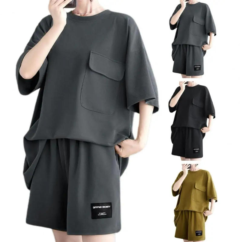 Description Picture 2 of itemSportswear Elastic Waist Oversized Women T-shirt Shorts Set Female Clothes