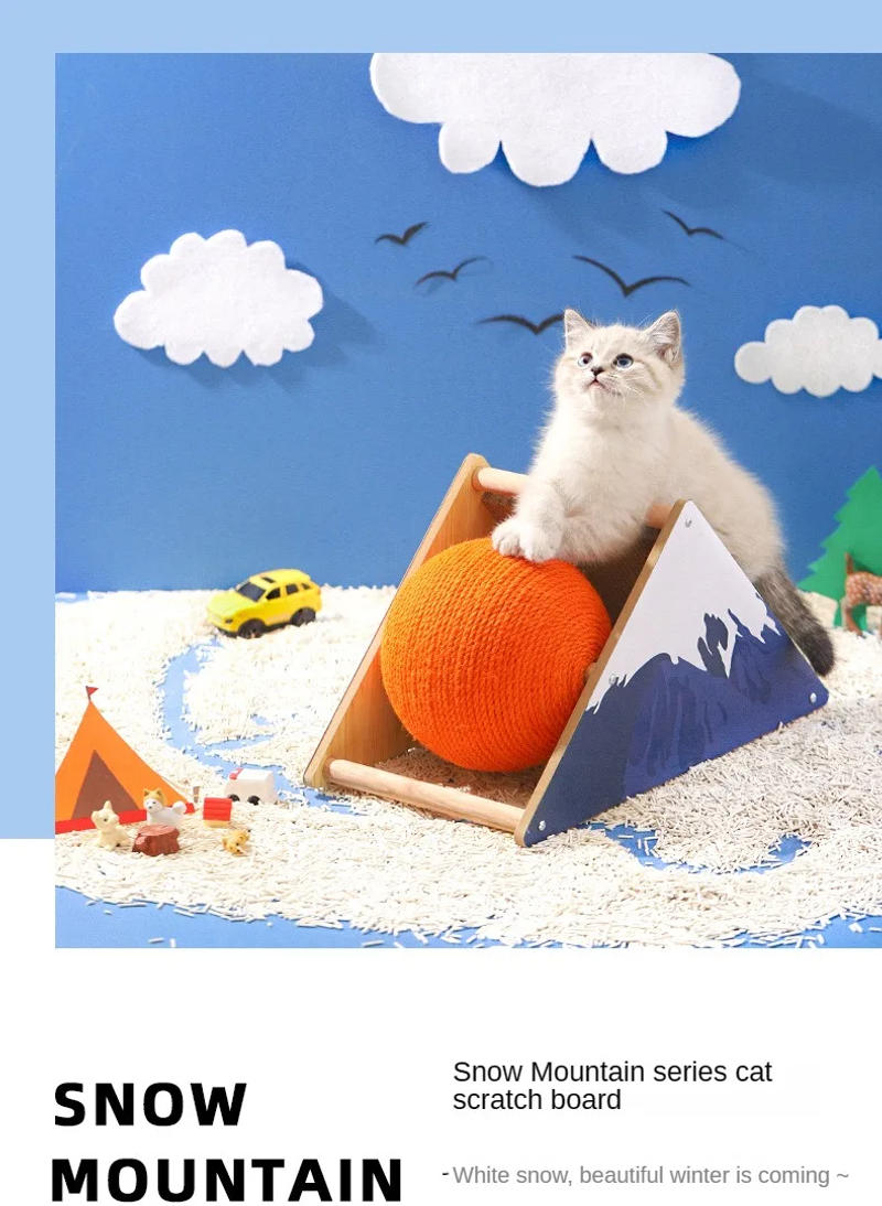 Description Picture 2 of itemLarge Cat Scratching Board Snow Mountain Upright Triangle Cat Tree Multi-Functional Scratching Board Sisal Hemp Toy Supplies