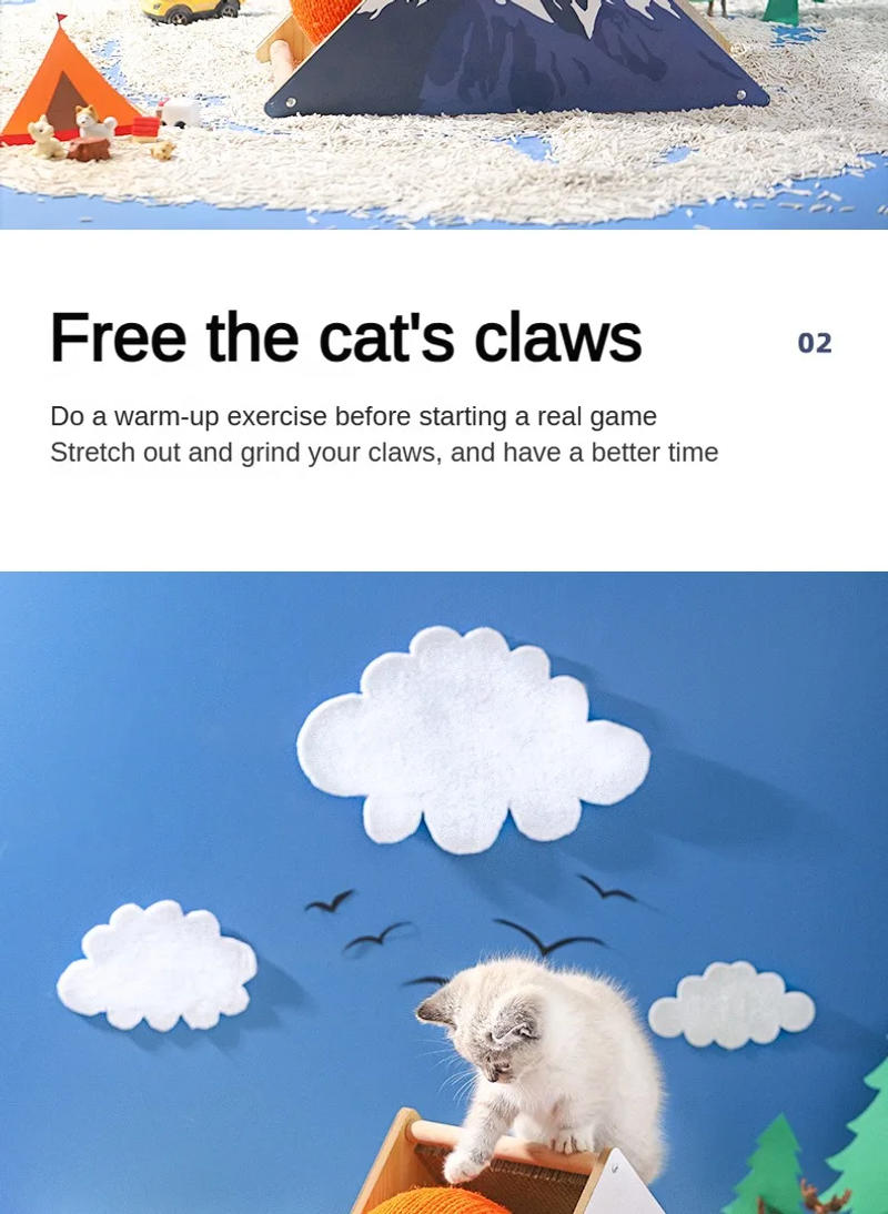 Description Picture 6 of itemLarge Cat Scratching Board Snow Mountain Upright Triangle Cat Tree Multi-Functional Scratching Board Sisal Hemp Toy Supplies