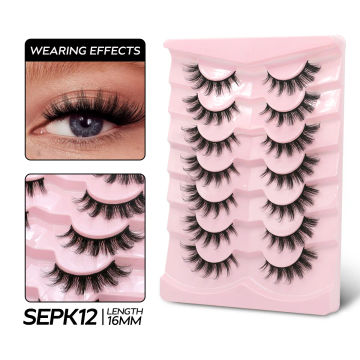 GROINNEYA 5/7 pairs 3D Mink Lashes Faux Mink Fluffy Lash Winged End Eye Elongated Fake Lashes Soft Eyelashes Makeup