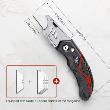 AIRAJ Utility Knife Retractable Sharp Cut Heavy Duty Steel Break 18mm Blade Paper Cut Electrician Utility Knife