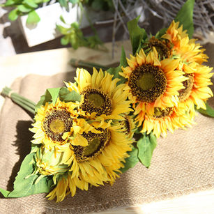 Natural Artificial Flower Sunflower Bouquet Party Home Wedding Garden Decor Gift