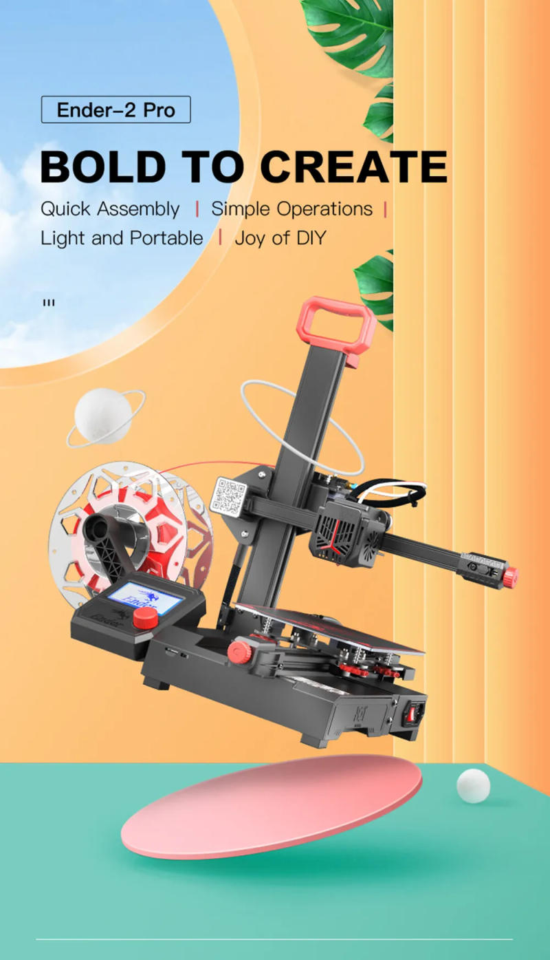 Description Picture 2 of itemDIY 3D printer Ender-2 Pro Pre-Install Light and Portable 165*165*180MM With Built-in Power Supply Easy Quick Assembly