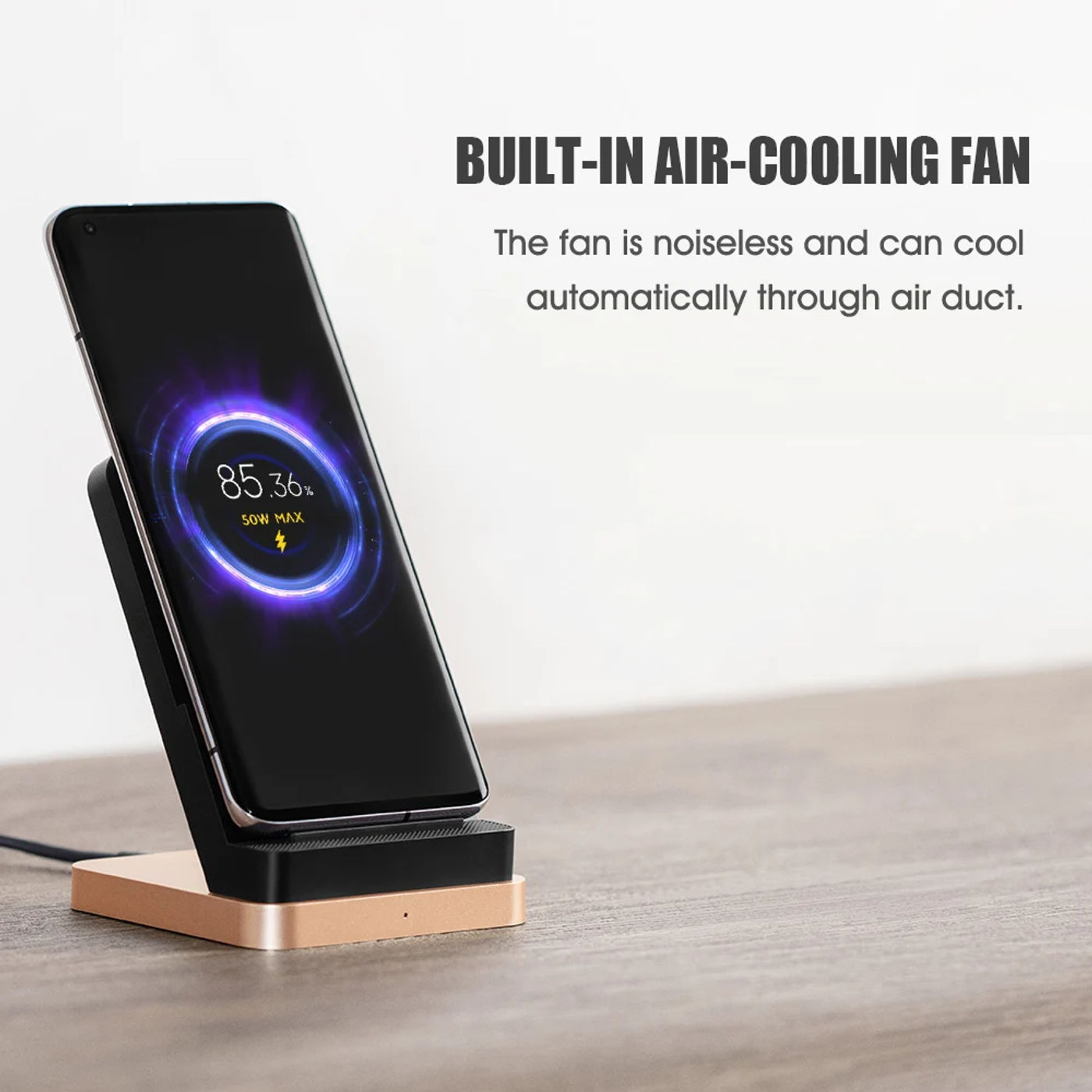 Description Picture 5 of itemNEW Xiaomi 55W Wireless Charger Vertical Quick Charger Air-cooled Wireless Charging Support Fast Charger For Xiaomi 10 Pro