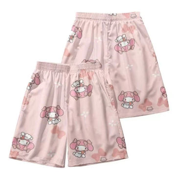 Sanrio Hello Kitty Shorts Men Women Summer Knee Length Pants Loose Beach Sweatshorts Y2k Couples Kuromi Wide Leg Short Trousers