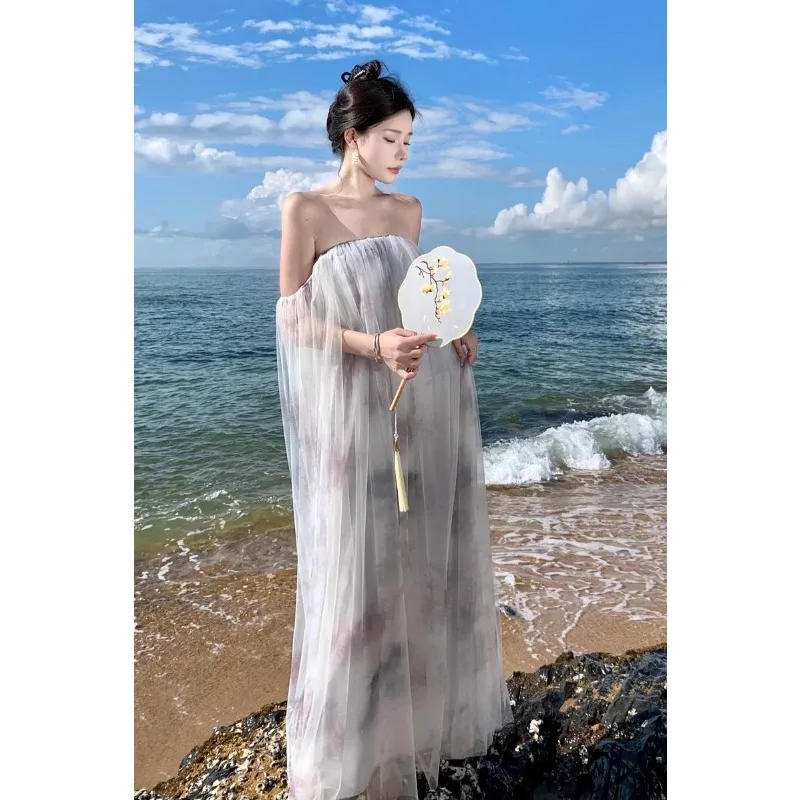 Description Picture 4 of itemSummer New Bridal Prom Mesh Dress Celebrity Women Maxi Fairy Evening Princess Dress Elegant Party Grunge Evening Runway Vestidos